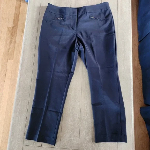Ann Taylor Petite Curvy Dark Navy Zipper Pocket Dress Pants Women's Sz 8P Curvy - Picture 8 of 11